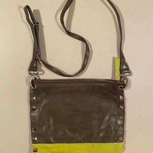 Stylish Gray and Yellow Studded Women's Bag